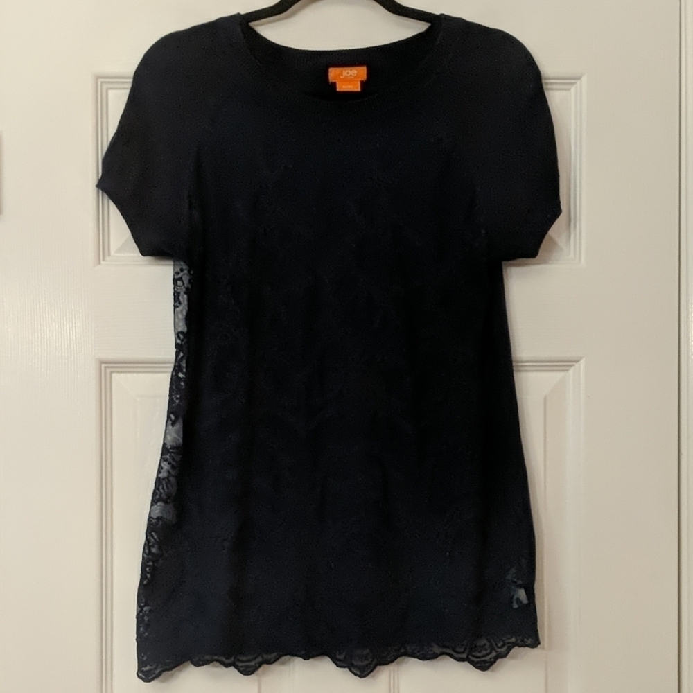 JOE FRESH Lace Front Navy Sweater